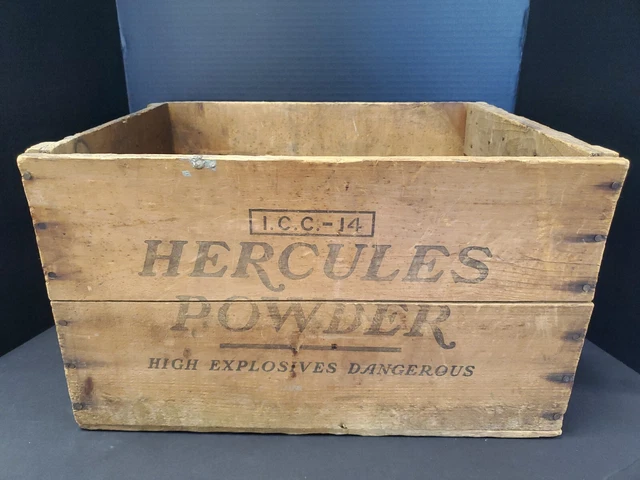 VINTAGE Hercules Powder Wood CRATE- High Explosives Dangerous - Gelamite 108