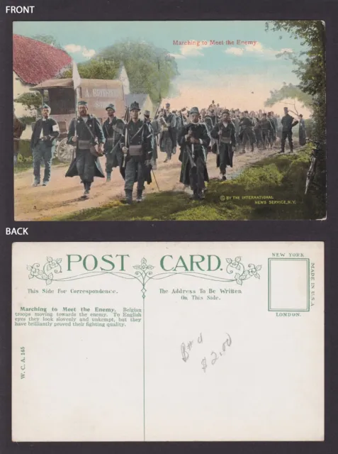 GREAT BRITAIN , Postcard, Marching to Meet the Enemy, WWI