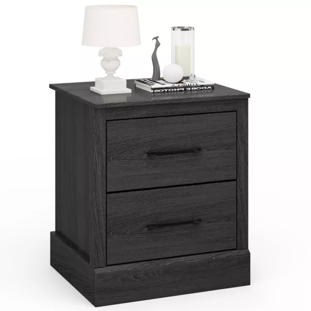 2 Drawer Nightstand Bedside Table Compact Sofa End Table with Storage Drawers