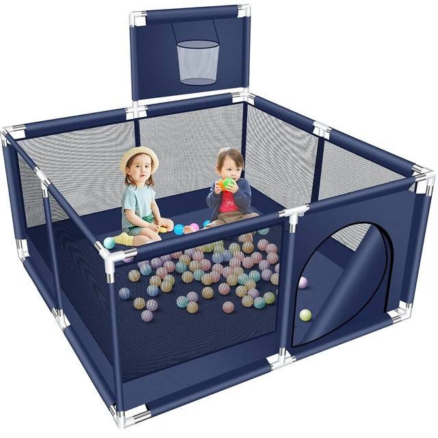 Baby Playpen,50 in Baby Playard with Basketball Hoop,Baby Fence Infant Play Yard