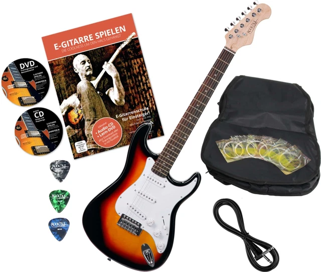 Rocktile Sphere E-Gitarre Strat Design Zubehör Set Gigbag Saite Tremolo Sunburst