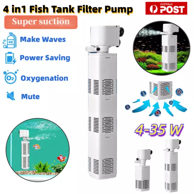 Aquarium Fish Tank Filter Silent Water Power Air Oxygen Pump Aerator Purifier AU