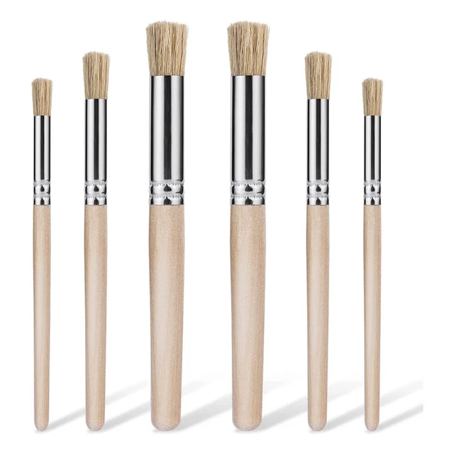 24pz 6 Pennello 1 Larghezza con Setole Nylon Morbido Manico Legno
