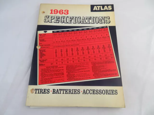 Vintage 1963 Atlas Tires Batteries Accessories Specifications Catalog Reference