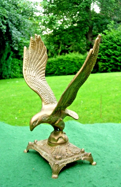 Quality Vintage Brass Golden Eagle Casting Mounted on Stand - Desktop Ornament