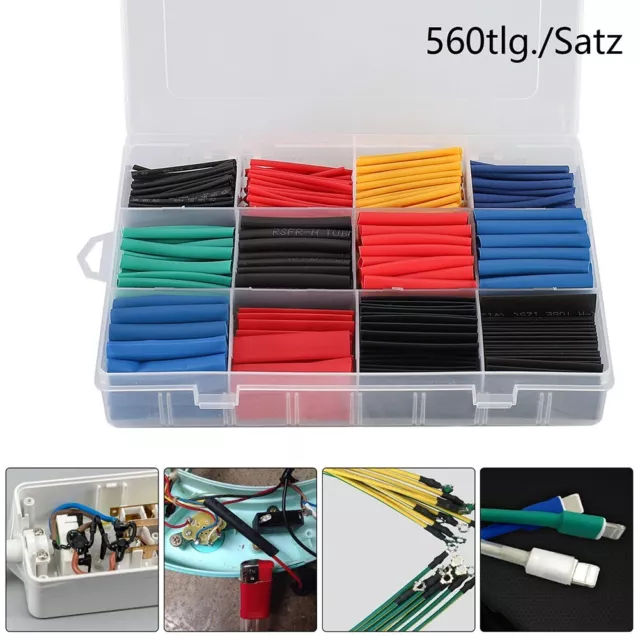 Durable Heat Shrink Wire Sleeves 560 PCS Assorted Sizes for Cable Maintenance