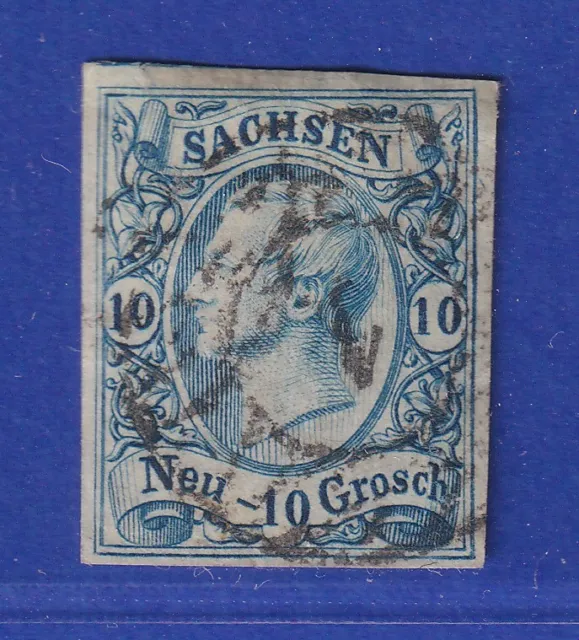 Altdeutschland Sachsen 1856 König Johann 10 Ngr Mi.-Nr. 13a mit Nummern-O 1