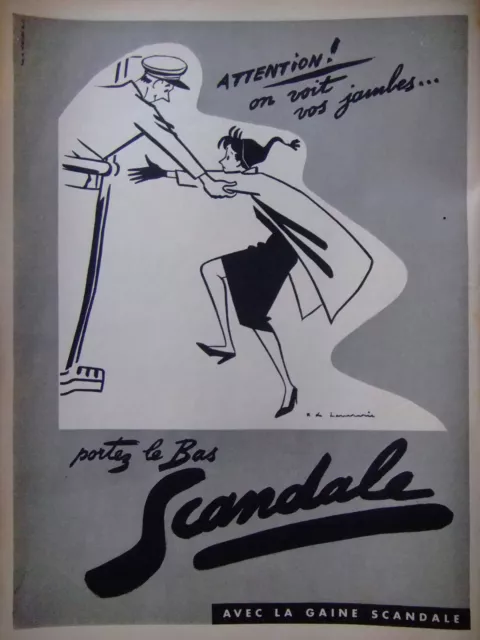 Publicité De Presse 1953 On Voit Vos Jambes Portez Des Bas Scandale -Advertising