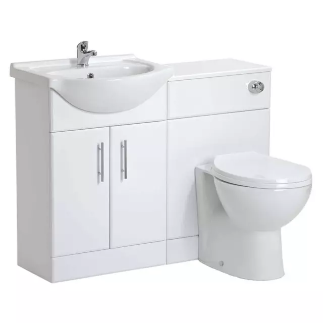 Bathroom Cabinet Vanity Unit Sink Basin Storage Toilet Set White 1050 Furniture