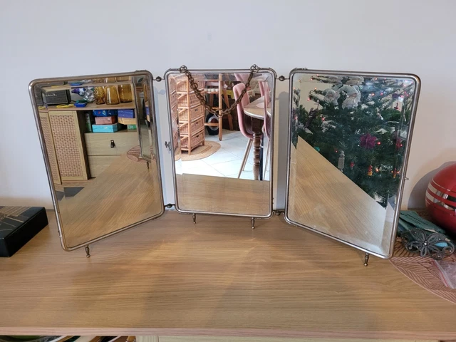 Rare miroir triptyque Ancien/ancien miroir barbier/old triptych mirror