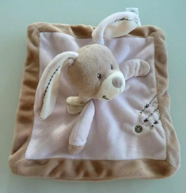 *. DOUDOU PLAT NICOTOY SIMBA LAPIN rose beige marron écharpe écru croix E. NEUF*