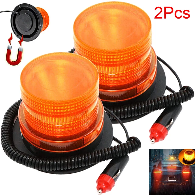 Car Amber Lamp Magnetic Flashing Strobe Beacon Auto Emergency LED Warning Light