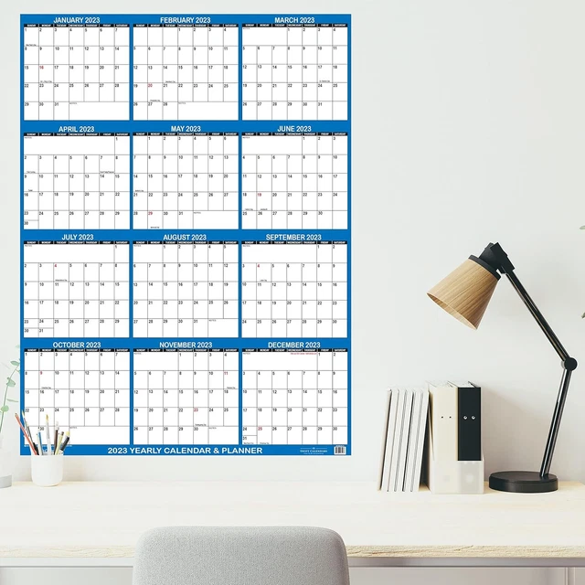 24" X 34" 2026 Wall Calendar Erasable Yearly Wall Planner
