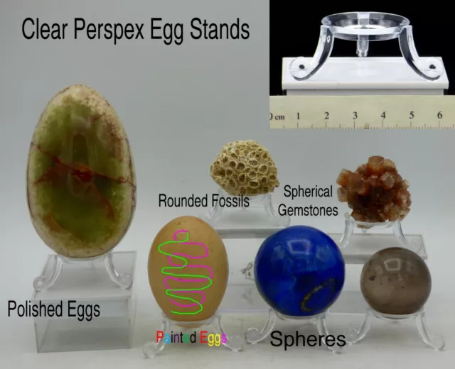 Clear Perspex Egg Display Stand Spheres Collectables Crystals Art  Painted Eggs