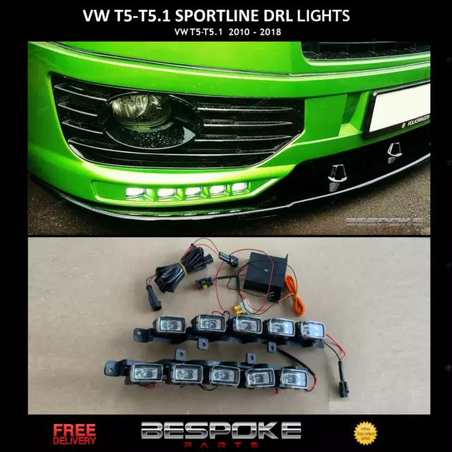 Vw Replacement 2 X Drl Light For 2010-2015 T5 Drl Lights Front Bumper Splitter