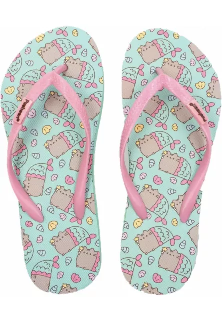 Pusheen Flip Flops Brand New Pink & Teal UK 6 EUR 35