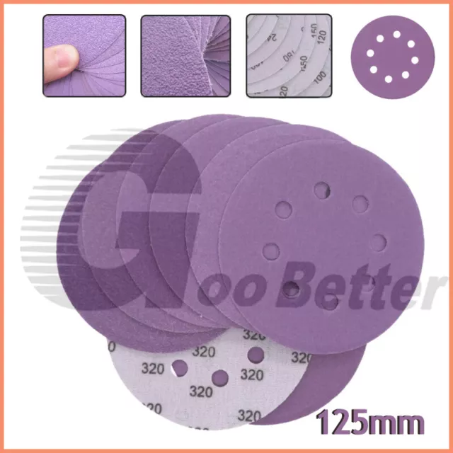 125mm 8-Hole Wet and Dry Sanding Discs Pads Sandpaper Hook and Loop P 60 - 10000