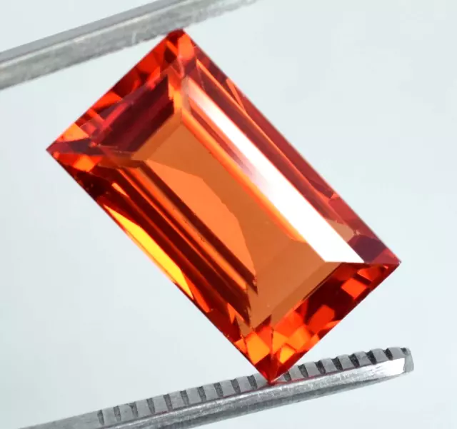 Superbe naturel 14,30 ct Fanta Orange Sapphire Emerald Cut Loose Gemstone AAA