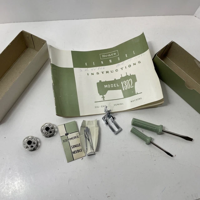 SEARS KENMORE 1302 ZigZag Sewing Machine Manual / Parts Lot Single