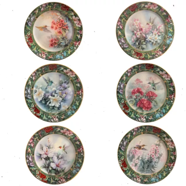 W S George Lena Liu's Hummingbird Treasury Collectors Plates x6 Certificate Box