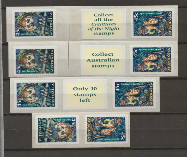 AUSTRALIA Sc 1623-4+1624a NH SET of 1997- PAIRS W/LABLES+BOOKLET- ANIMALS - OWLS