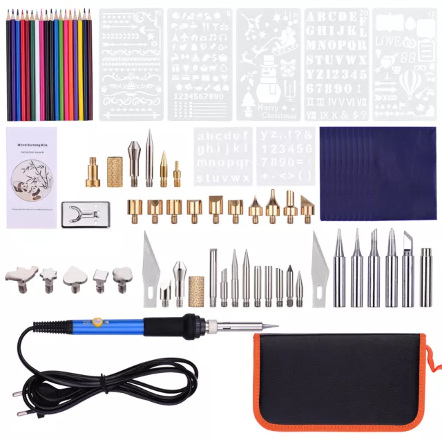 79PCS 60W Wood Burning Pen Tool Soldering Stencil  Craft Pyrography Kit T5V4 2