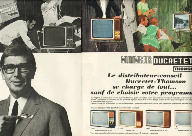 Publicité Advertising 1965 (Double page) Multiviseur Téléviseur DUCRETET THOMSON