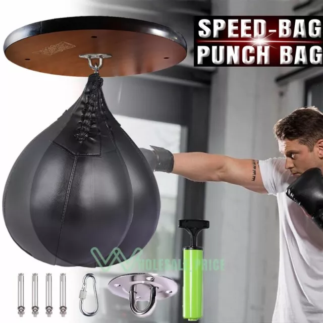 Speed Ball Boxing Leather MMA Muay Thai Training Punching Striking bag Swivel