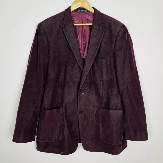 Tommy Hilfiger Mens Micro Corduroy Blazer Sport Coat Burgundy Size 44L