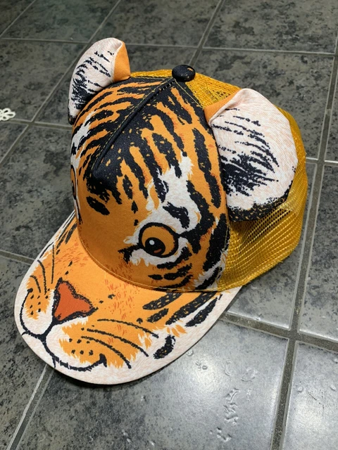 Tiger face ball cap hat orange black white animated adjustable collegiate