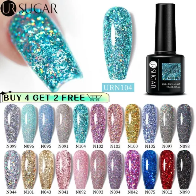 UR SUGAR Glitter Sequins UV Gel Nail Polish Christmas Sparkly Nail Art Gel