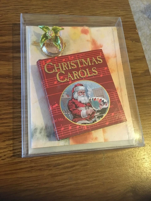 1991 Translink Running Press Christmas Gift Set: Mini Caroling book, pin, Card..