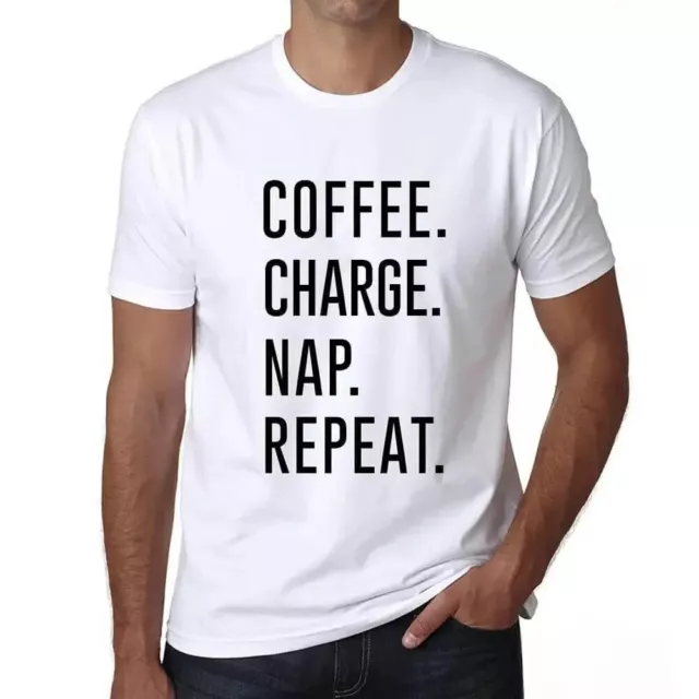 ULTRABASIC Homme Tee-Shirt Café Charge Sieste Répétition Coffee Charge Nap