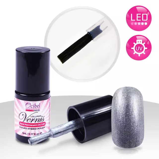 Ocibel France - Vernis Semi Permanent UV / LED 5ml Métallisé Argent Manucure Ong