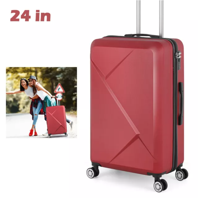 24 inch Travel luggage Hardshell Lightweight Suitcase Spinner Trolley w/TSA Lock