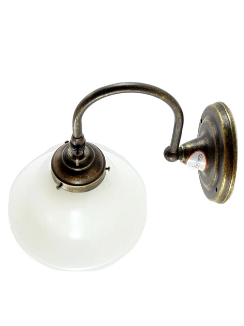 Applique ottone brunito,lampada parete illuminazione con vetro ministeriale ac13 3