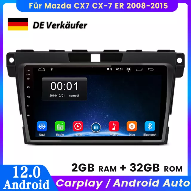 Carplay Für Mazda CX-7 2008-2015 Autoradio GPS Navi Sat BT WIFI Android 12 DAB+