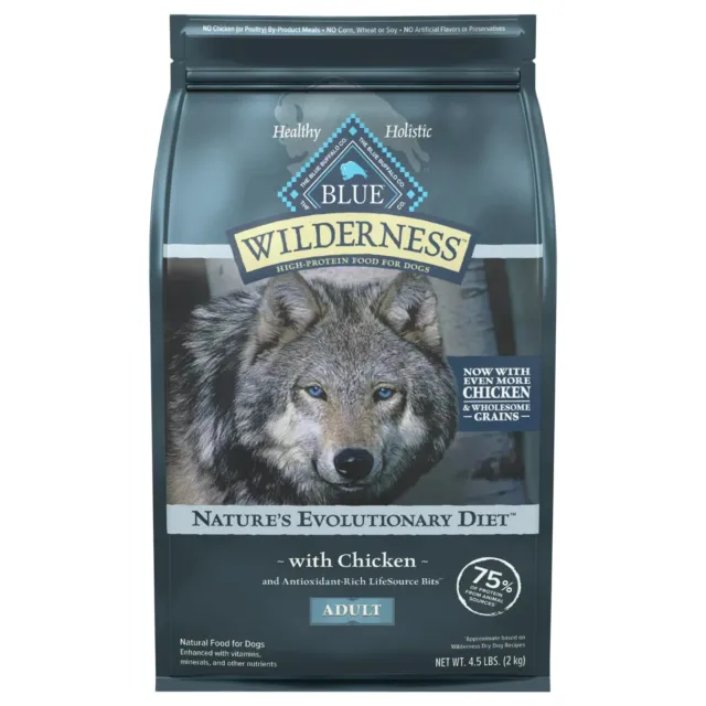 Blue Buffalo Wilderness High Protein Natural Adult Dry Dog Food plus 4.5 lb bag