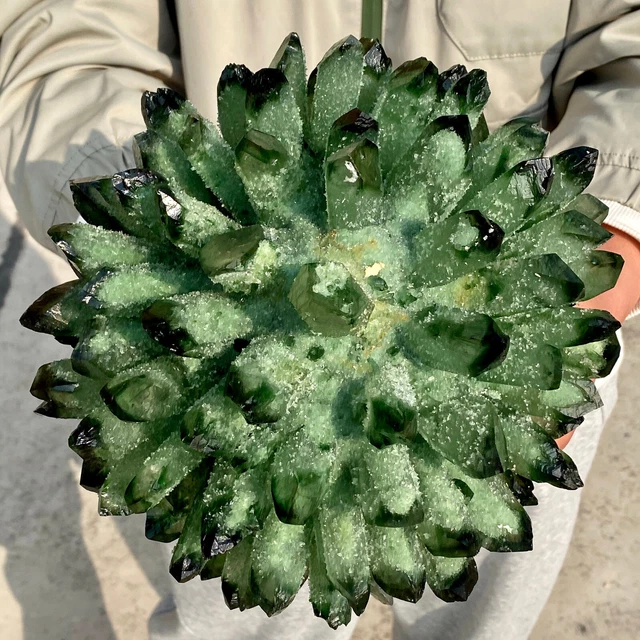 10.9LB New Find Green Phantom Quartz Crystal Cluster Mineral Specimen Healing