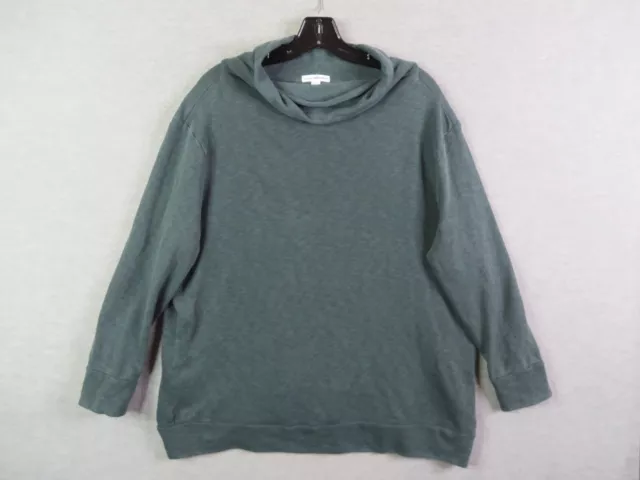 James Perse Womens Sweatshirt 4 Green Cowl Neck Longsleeve French Terry Pima