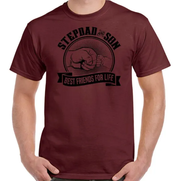 T-shirt Stepdad & Son Best Friends For Life da uomo divertente festa del papà regalo 5