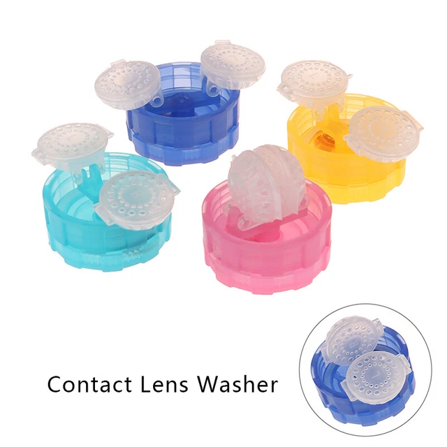 1X Estuches Limpiadores de Lentes de Contacto Caja Rotación Manual Lavadora AGH7
