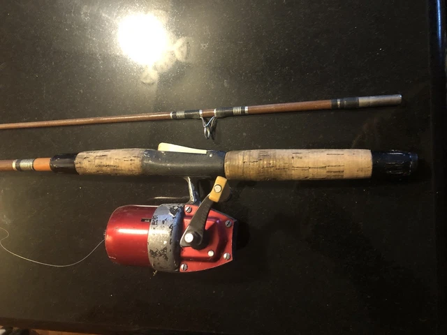 Vintage True-Temper UNI-SPIN Spin Cast Fishing Rod 6'  6” W/63L Reel Holloglass