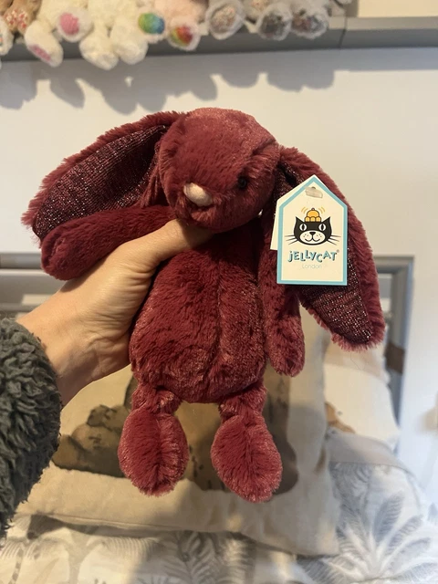 JELLYCAT SPARKLY CASSIS Bashful Bunny Small Soft Plush Toy Beanie