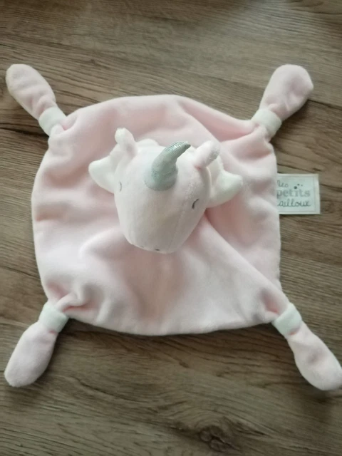 DOUDOU MES PETITS CAILLOUX LICORNE PLAT ROSE BLANC tbe