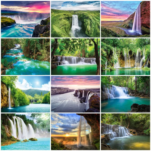 WASSERFALL 3D Tapete Vlies Fototapete Natur Fluss See Wald Grün Landschaft Wald