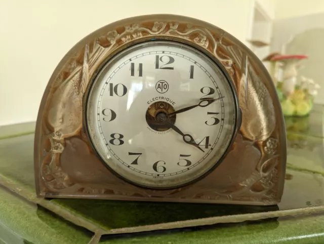 PENDULE ATO René LALIQUE CLOCK  ART NOUVEAU MODELE MOINEAUX SERVICED