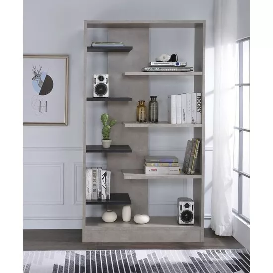 Zeplin Libreria Scaffale Mobile Soggiorno Moderna In Legno Grigio E Nero