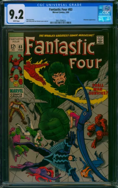 Fantastic Four #83 ❄️ CGC 9.2 WHITE PGs ❄️ Inhumans Appearance Marvel Comic 1969