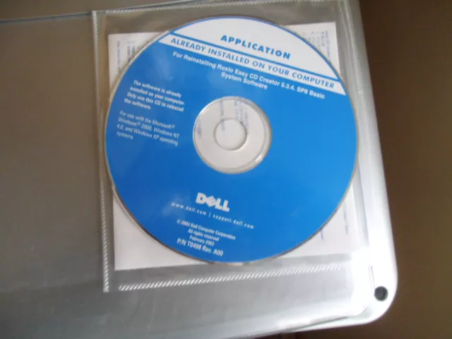 Dell 09U349 FOR REINSTALLING Roxio Easy CD Creator 5.3.4. SPS BASIC
